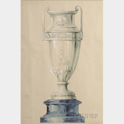 Original Reed & Barton Design Drawing for a Silver Trophy