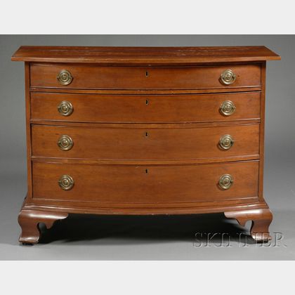 Carved Cherry and Cherry Veneer Swell-front Chest of Drawers