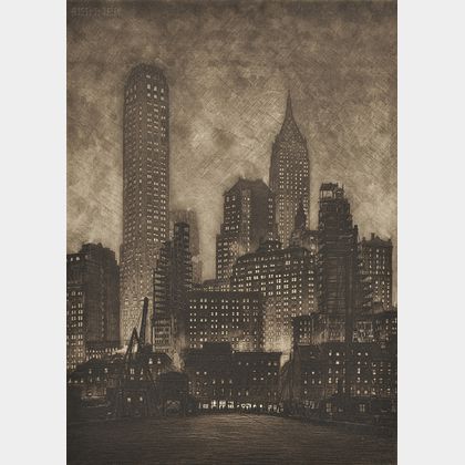 Samuel V. Chamberlain (American, 1895-1975) Manhattan Twilight