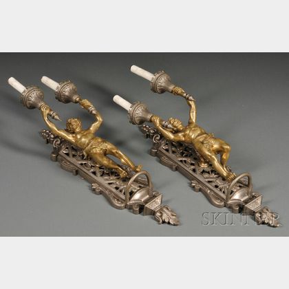 Pair of French Bronze Wall Sconces