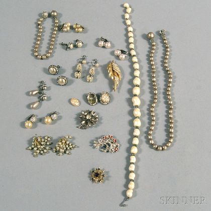 Small Group of Faux Pearl and Rhinestone Costume Jewelry