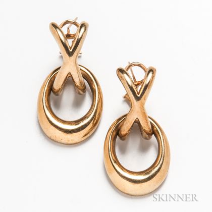 Pair of 14kt Gold Day/Night Earrings