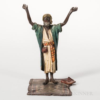 Franz Bergman Cold-painted Bronze Figure of an Arab Praying
