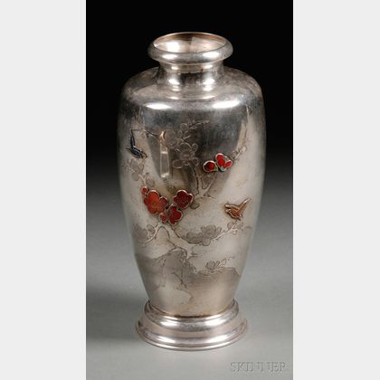 Japanese Silver and Enamel-accented Vase