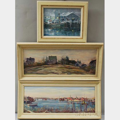 Three Oil Paintings: Lucian Arthur Geraci (American, 1923-2005),Harbor View