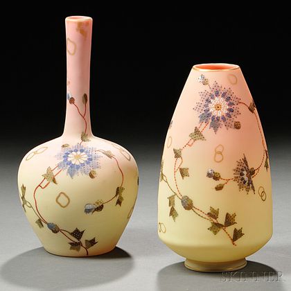 Two Mount Washington Glass Peachblow Vases