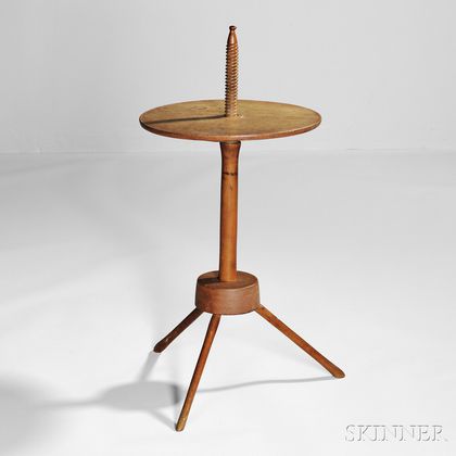 Shaker Red-painted Maple and Ash Adjustable Candlestand