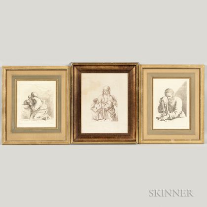 Francesco Bartolozzi (Italian, 1727-1815) Three Framed Etchings After Works by Guercino.