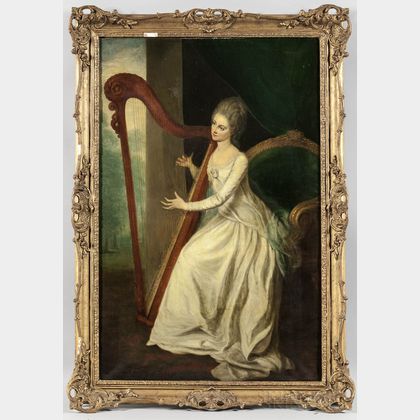 After William Hoare of Bath (British, 1707-1792) Lady Frances Seymour Conway Playing a Harp