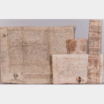 Parchment and Paper Documents, Medieval to 19th Century, Seventeen Examples.