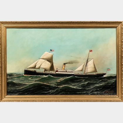 Antonio Nicolo Gasparo Jacobsen (Danish/American, 1850-1921) Portrait of the Sailing Steamship Kiel