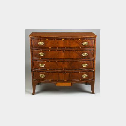 Federal Mahogany and Rosewood Veneer Bowfront Chest of Drawers