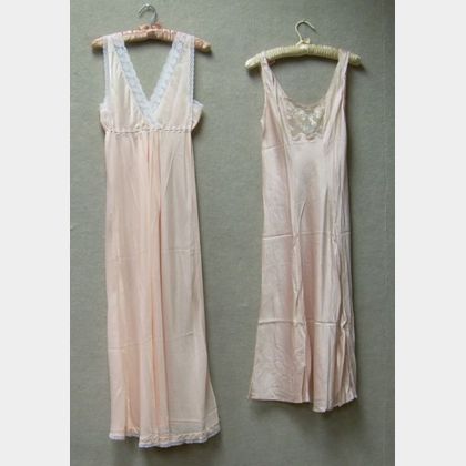 Two Designer Peach Silk Nightgowns