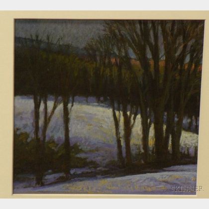 Framed Pastel on Paper/board Winter Landscape by Sandy Wadlington (American, 20th Century)