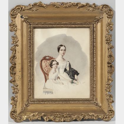 Continental School, 19th Century Portrait of Cornelia and Nathalie E. Ray