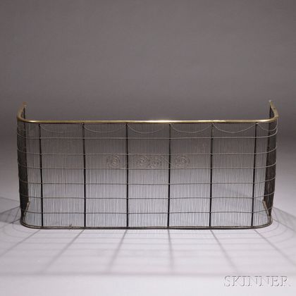 Tall Brass and Wirework Fire Screen