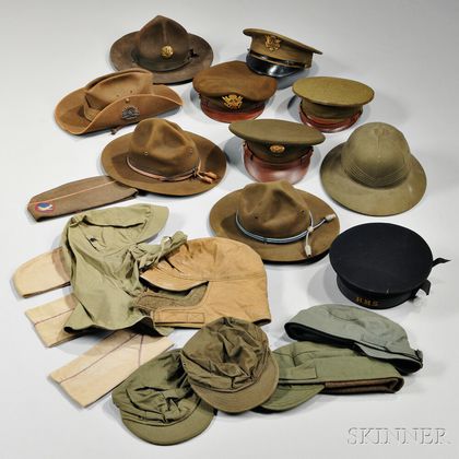 Group of WWI and WWII Headgear