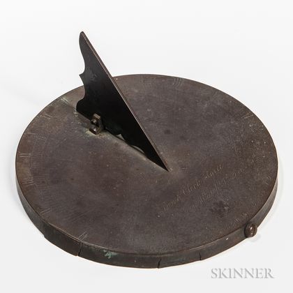 19th Century New York Engraved Brass Sundial