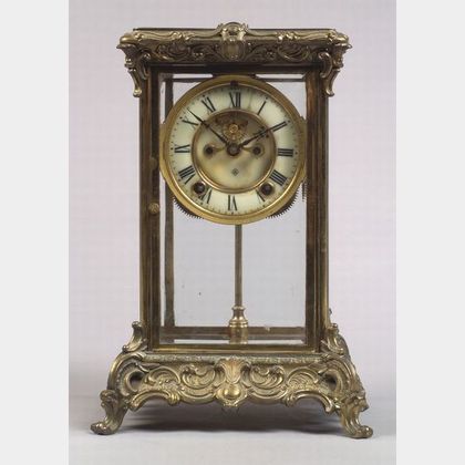 Ansonia Clock Co. Rococo Revival Gilt Metal Mantel Clock