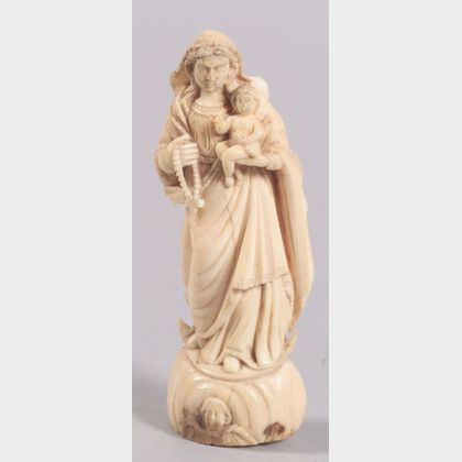 Carved Ivory Figure of the Madonna and Child