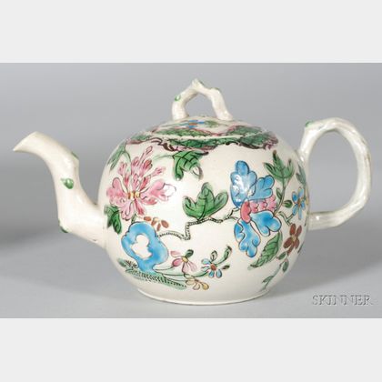 Small Staffordshire White Saltglazed Stoneware Teapot and Cover