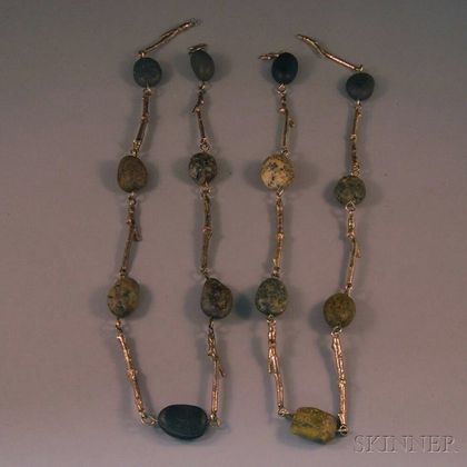 Pair of Silver and Hardstone Bead Necklaces