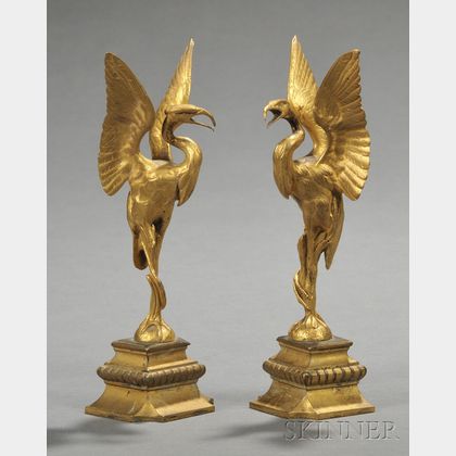 Pair of Gilt-bronze Bird Ornaments