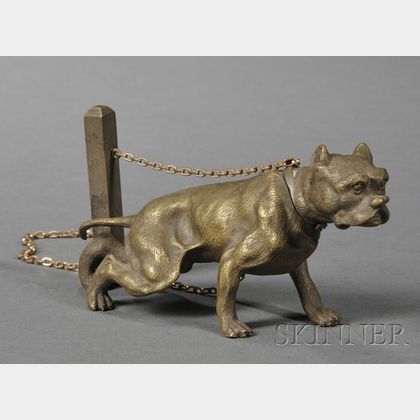 Small Bronze Figure of a Chained Bulldog