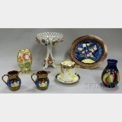 Eight Assorted Decorated Pottery and Porcelain Items