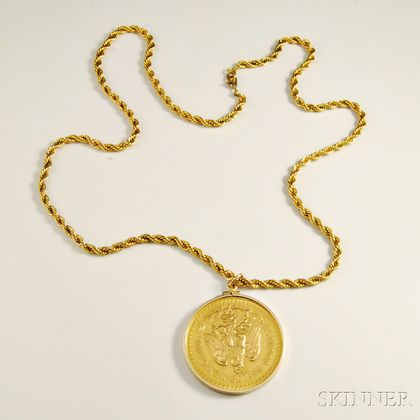 22kt Gold 50 Peso Coin Pendant on Chain
