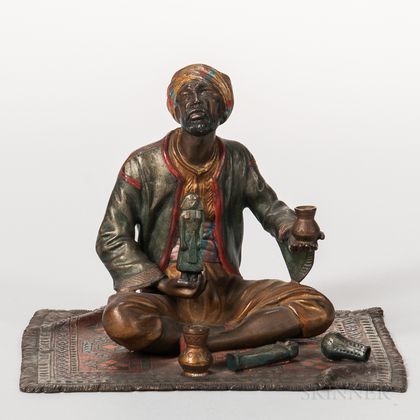 Austrian Cold-painted Bronze Figure of a Trinket Seller on a Carpet