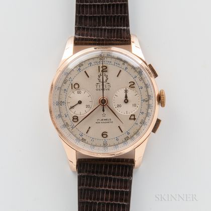 Titus 18kt Gold Manual-wind Chronograph Wristwatch