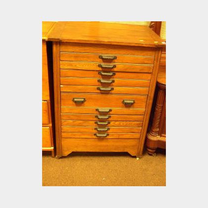 Hamilton Ash Eleven-Drawer Flat File Cabinet. 