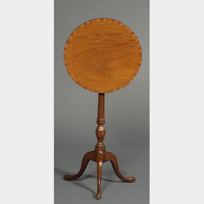 Victorian Crossbanded Mahogany and Inlay Tilt-top Tripod Table