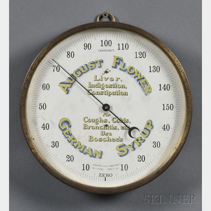 "August Flower German Syrup" Thermometer Trade Sign