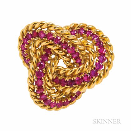 Tiffany & Co. 18kt Gold and Ruby Brooch
