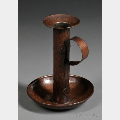 Gustav Stickley Arts & Crafts Hammered Copper Chamberstick