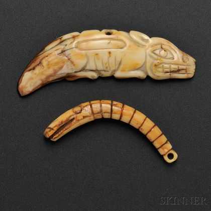 Two Northwest Coast Carved Ivory Amulets