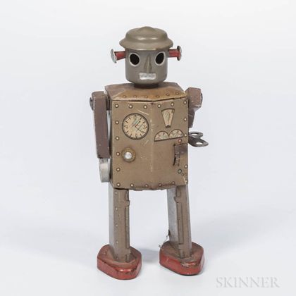 Lithographed Tin Mechanical Robot Toy