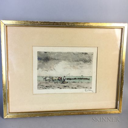 Two Small Framed Works: British School, 19th Century, Ships and Seamen on the Shore