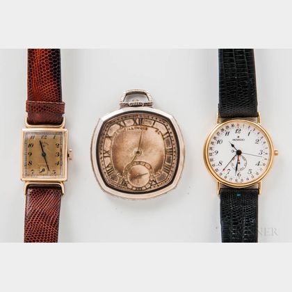 Two Wristwatches and a Pocket Watch