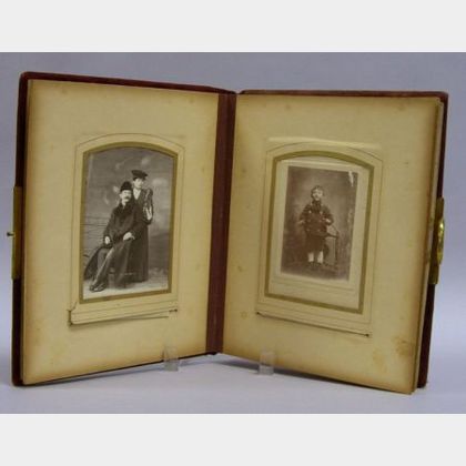 Art Nouveau Gilt-metal Mounted Cloth Photograph Album with Portrait Photographs. 