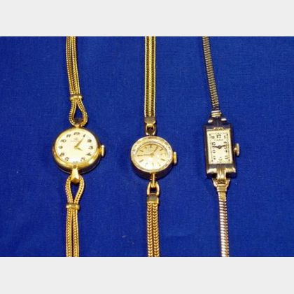 Three 14kt Gold Lady's Wristwatches