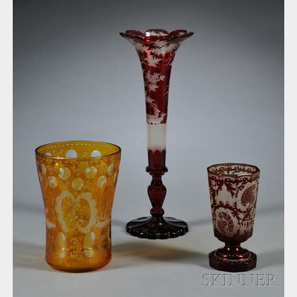 Three Pieces of Bohemian Glass