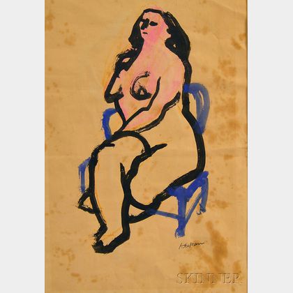 Earl Cavis Kerkam (American, 1891-1965) Portrait of a Seated Nude.
