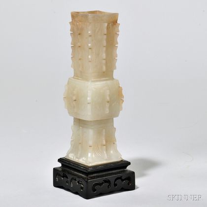 Nephrite Jade Miniature Gu Vase