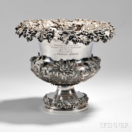 The Morgan Cup Sterling Silver Repousse Wine Cooler Awarded to the Schooner Sachem 
