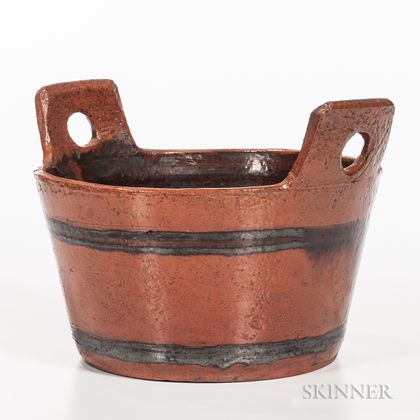 Glazed Redware Bucket-form Vessel