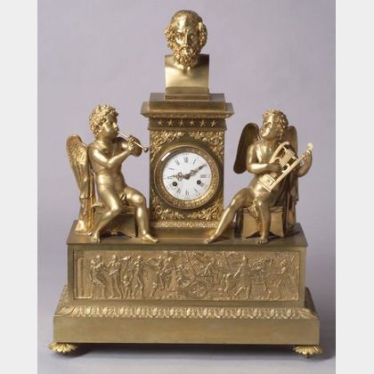 Large French Louis XVI-style Gilt Bronze Mantel Clock