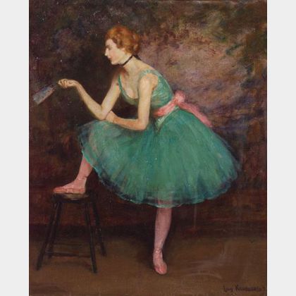 Louis Kronberg (American, 1872-1965) Ballerina Holding a Fan
